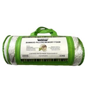 Bamboo Living Memory Foam Pillow KING Hypoallergenic Cool Neck Back Support NEW